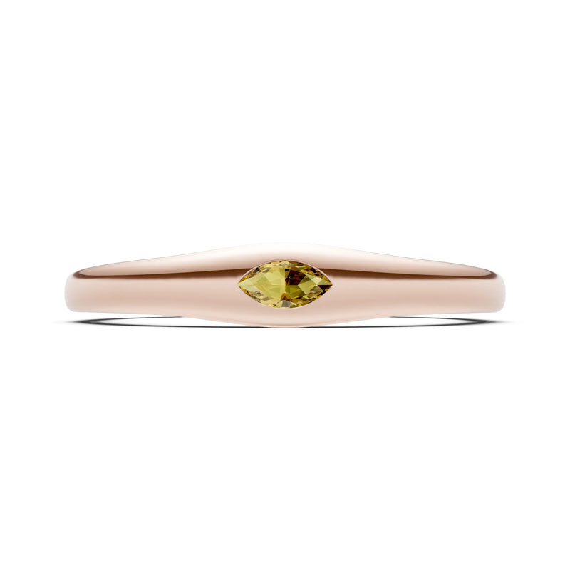 Flush Set Inlaid Mini Signet Gold Ring