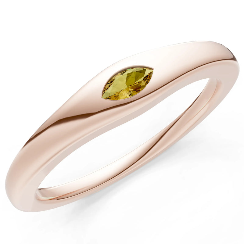 Flush Set Inlaid Mini Signet Gold Ring