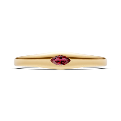 Flush Set Inlaid Mini Signet Gold Ring