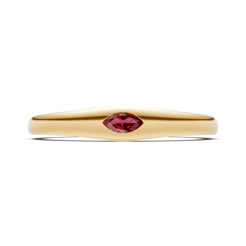 Flush Set Inlaid Mini Signet Gold Ring
