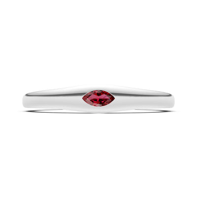 Garnet Flush-Set Marquise Gemstone Mini Signet Ring