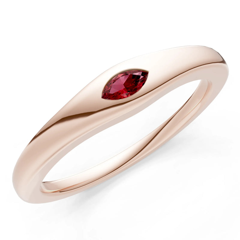 Flush Set Inlaid Mini Signet Gold Ring