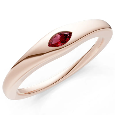 Flush Set Inlaid Mini Signet Gold Ring
