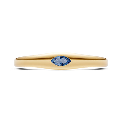 Flush Set Inlaid Mini Signet Gold Ring