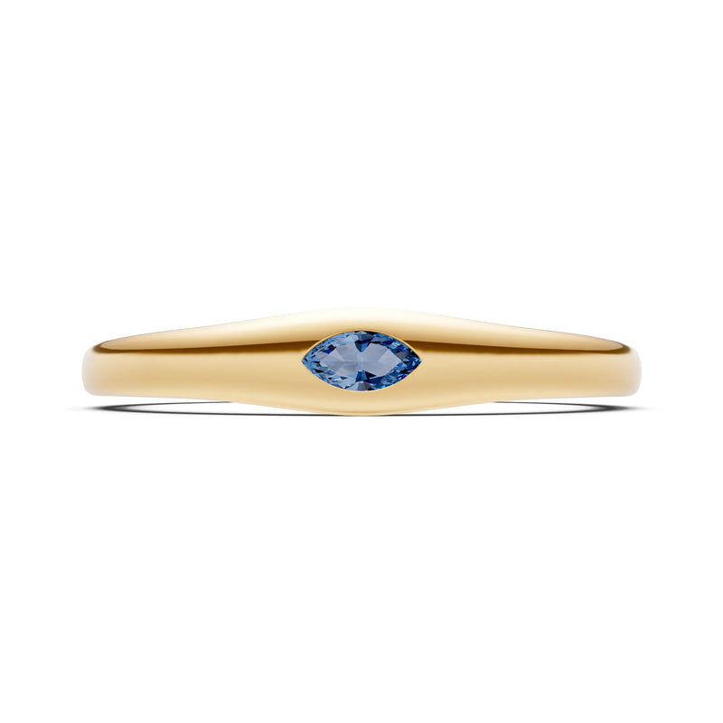 Flush Set Inlaid Mini Signet Gold Ring