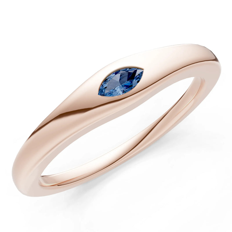 Flush Set Inlaid Mini Signet Gold Ring