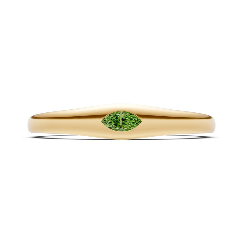 Peridot Flush-Set Marquise Gemstone Mini Signet Ring