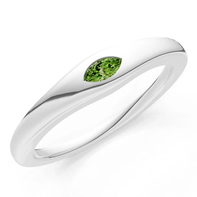 Flush Set Inlaid Mini Signet Gold Ring
