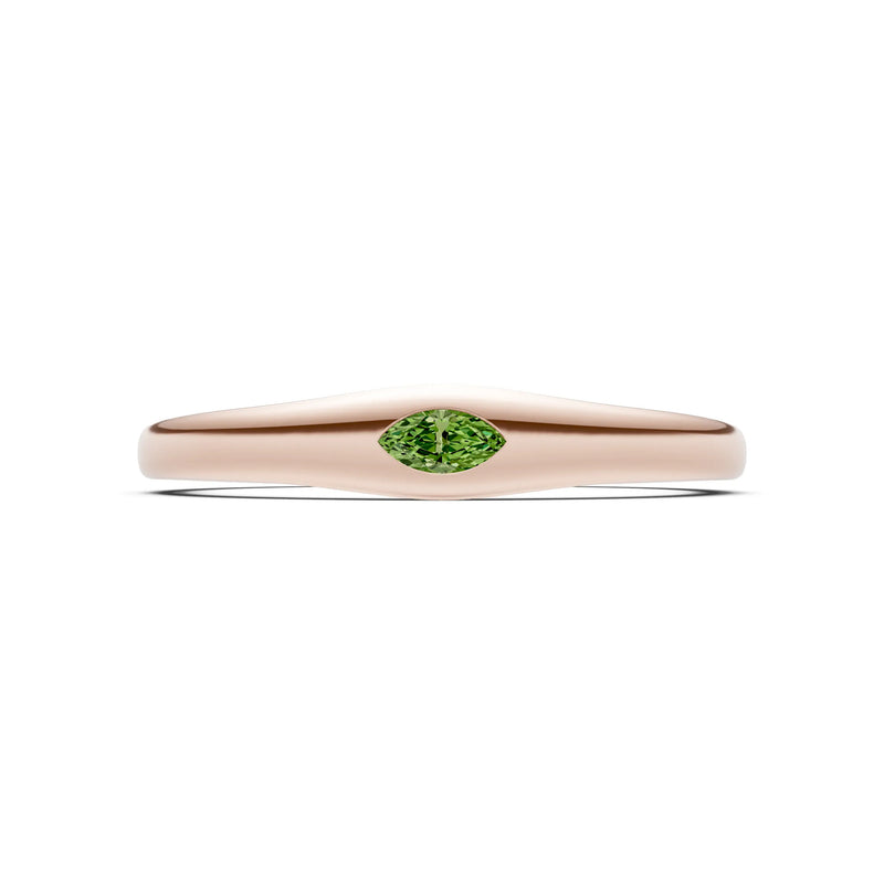 Flush Set Inlaid Mini Signet Gold Ring