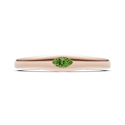 Peridot Flush-Set Marquise Gemstone Mini Signet Ring
