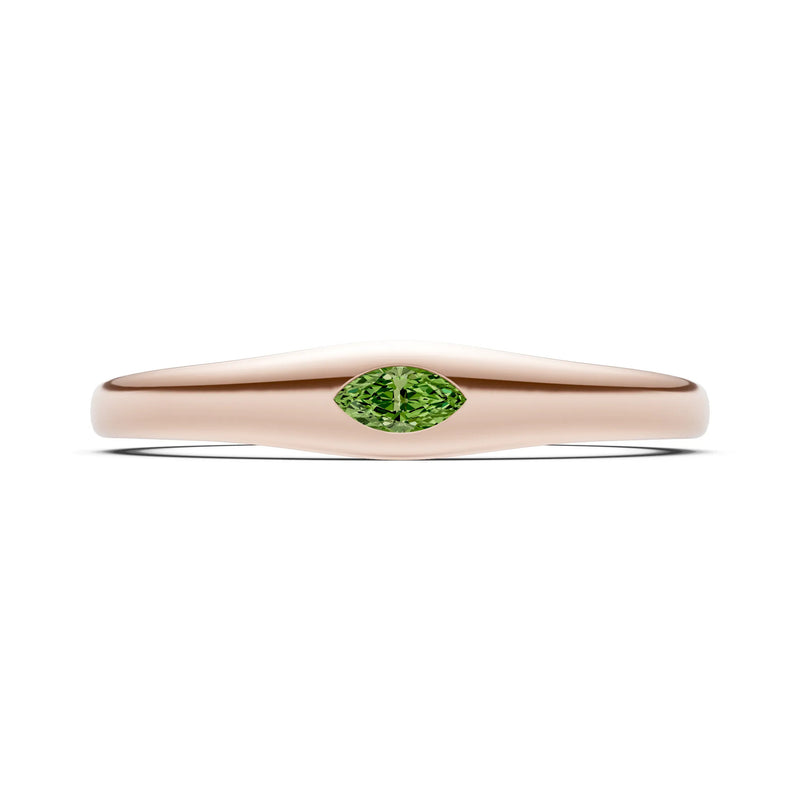 Peridot Flush-Set Marquise Gemstone Mini Signet Ring