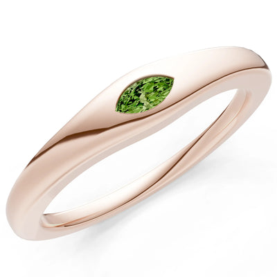 Flush Set Inlaid Mini Signet Gold Ring