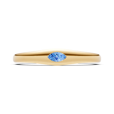 Flush Set Inlaid Mini Signet Gold Ring