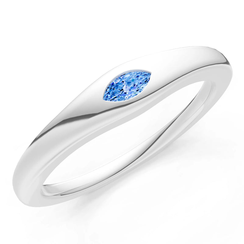 Flush Set Inlaid Mini Signet Gold Ring