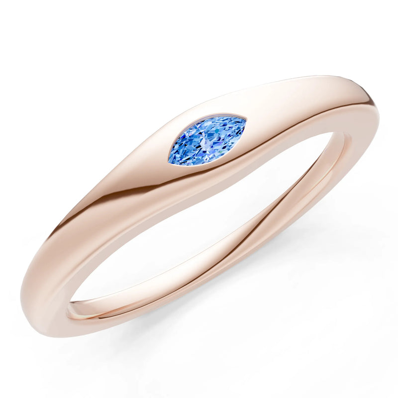 Flush Set Inlaid Mini Signet Gold Ring