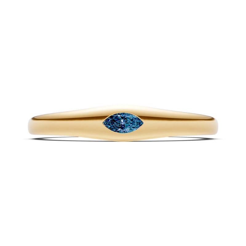 Flush Set Inlaid Mini Signet Gold Ring