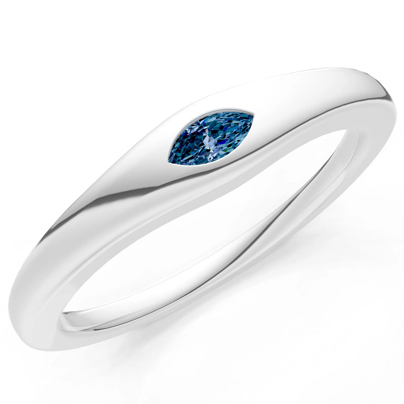 Flush Set Inlaid Mini Signet Gold Ring