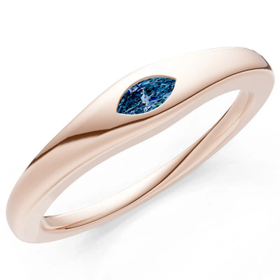 Flush Set Inlaid Mini Signet Gold Ring