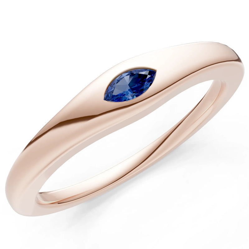 Flush Set Inlaid Mini Signet Gold Ring
