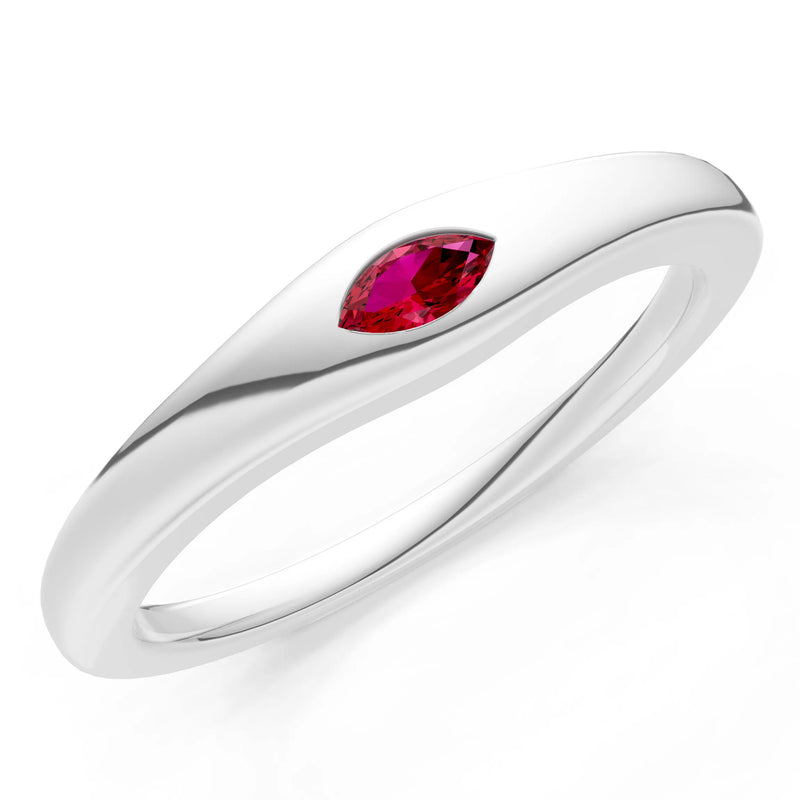 Flush Set Inlaid Mini Signet Gold Ring