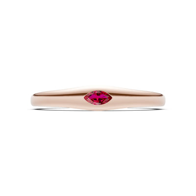 Flush Set Inlaid Mini Signet Gold Ring