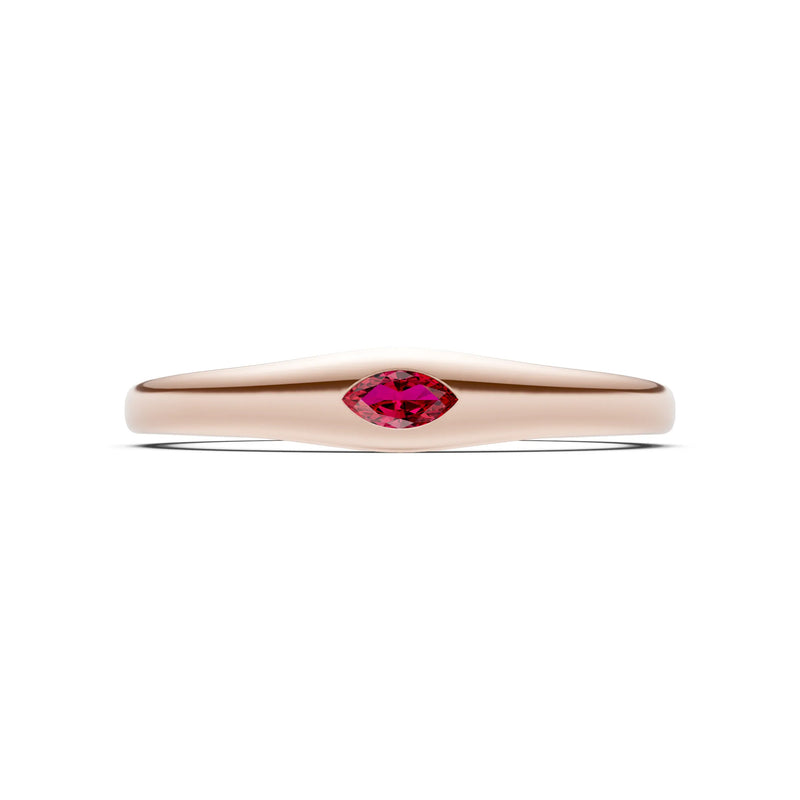 Flush Set Inlaid Mini Signet Gold Ring
