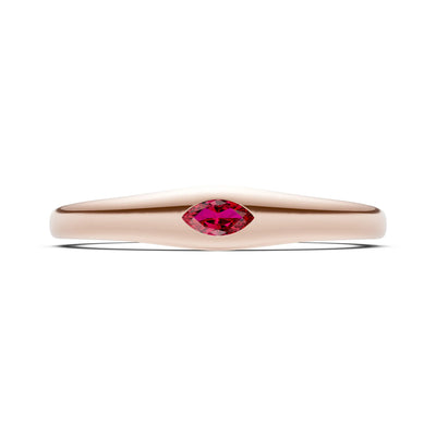 Flush Set Inlaid Mini Signet Gold Ring