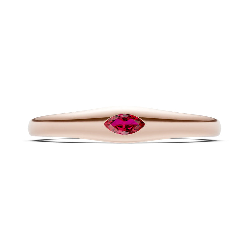 Flush Set Inlaid Mini Signet Gold Ring