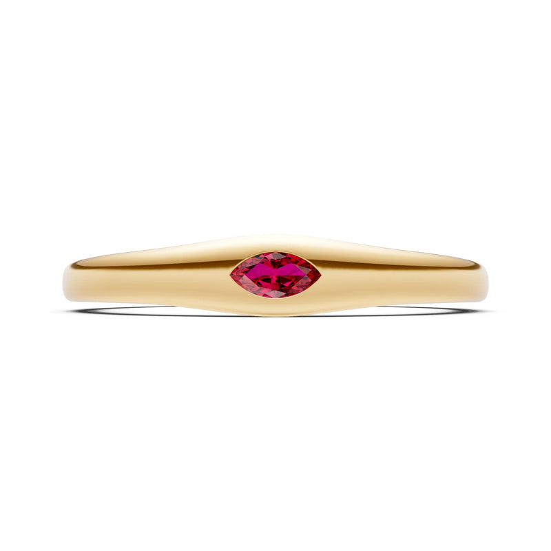 Flush Set Inlaid Mini Signet Gold Ring