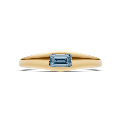Flush-Set Emerald Cut Gemstone Mini Signet Ring