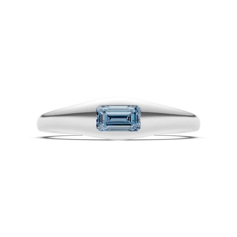Flush-Set Emerald Cut Gemstone Mini Signet Ring