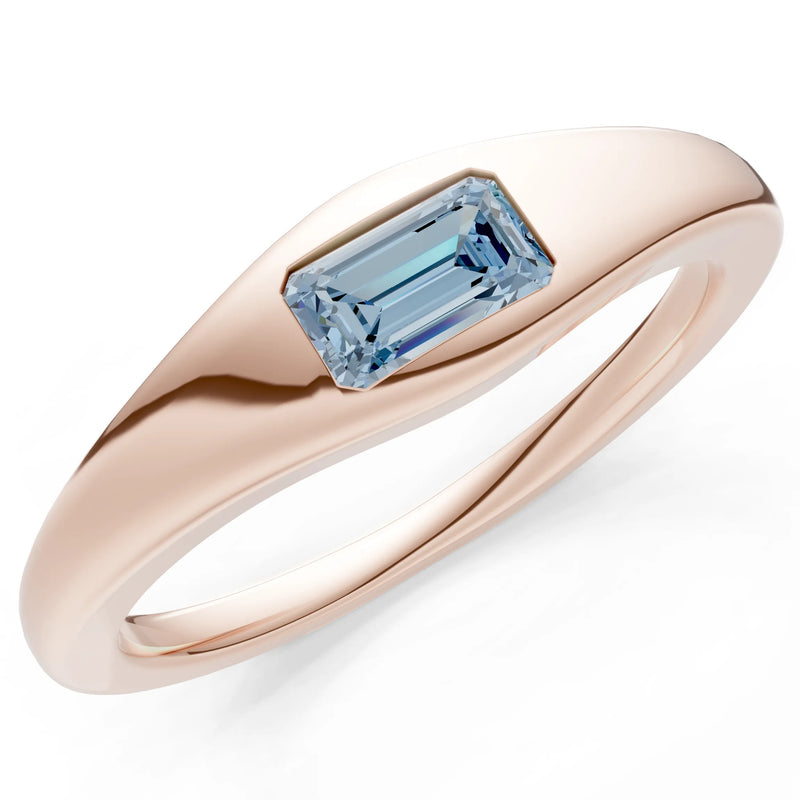 Flush-Set Emerald Cut Gemstone Mini Signet Ring