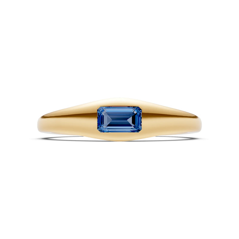 Flush-Set Emerald Cut Gemstone Mini Signet Ring