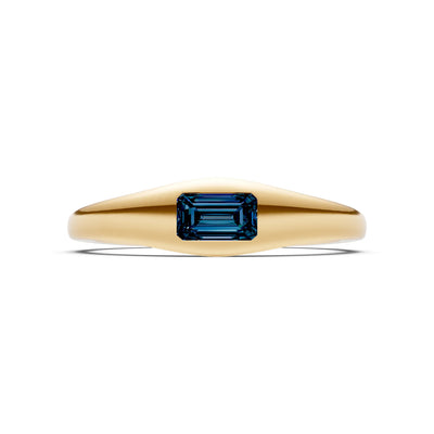 Alexandrite Flush-Set Emerald Cut Gemstone Mini Signet Ring