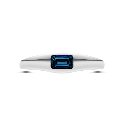 Alexandrite Flush-Set Emerald Cut Gemstone Mini Signet Ring