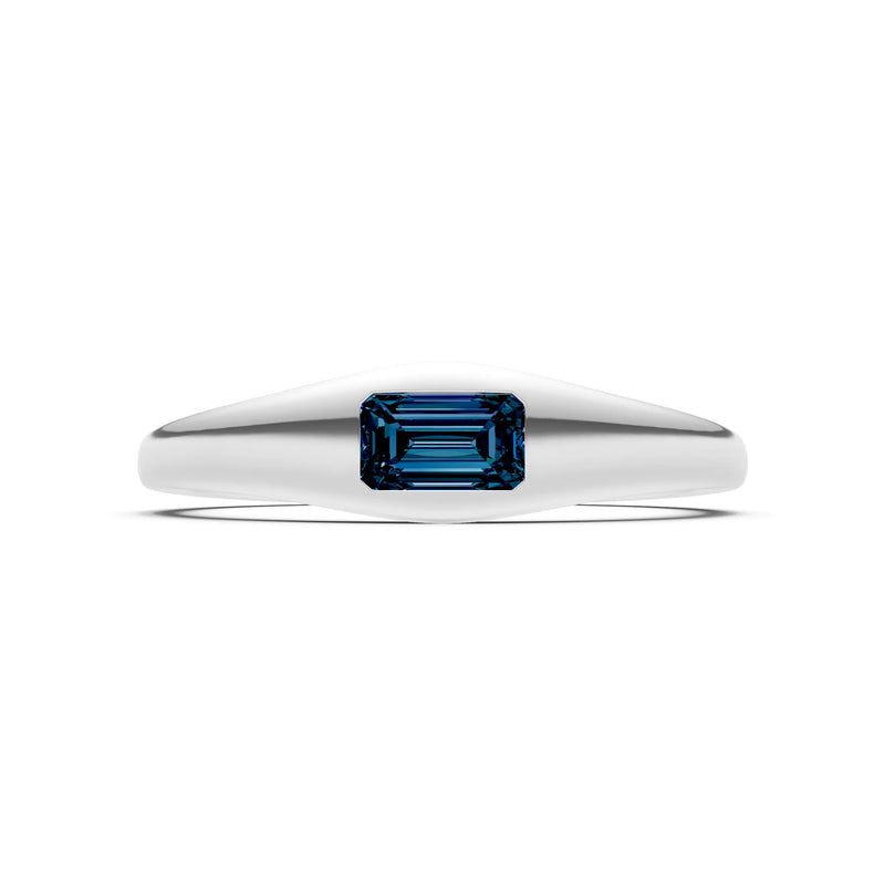 Alexandrite Flush-Set Emerald Cut Gemstone Mini Signet Ring