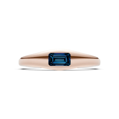 Alexandrite Flush-Set Emerald Cut Gemstone Mini Signet Ring