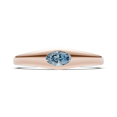 Flush-Set Oval Gemstone Mini Signet Ring