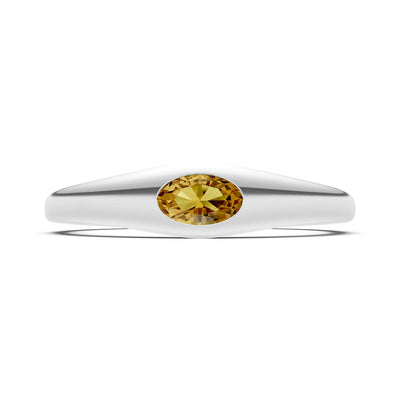 Flush-Set Oval Gemstone Mini Signet Ring
