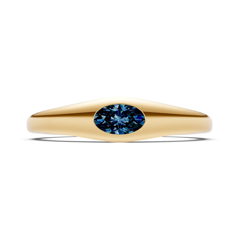 Flush-Set Oval Gemstone Mini Signet Ring