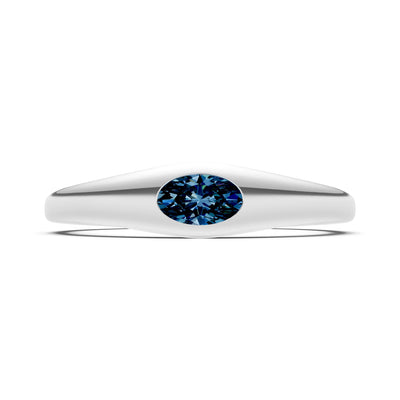Alexandrite Flush-Set Oval Gemstone Mini Signet Ring