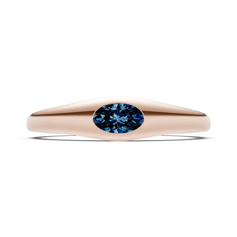 Alexandrite Flush-Set Oval Gemstone Mini Signet Ring