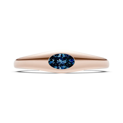Flush-Set Oval Gemstone Mini Signet Ring