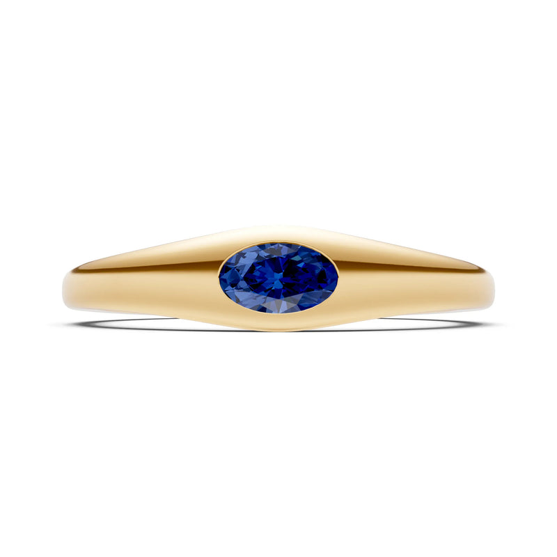 Flush-Set Oval Gemstone Mini Signet Ring