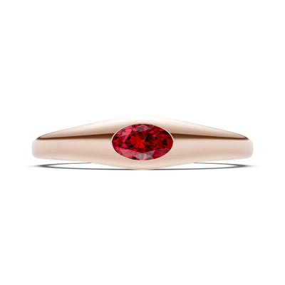Flush-Set Oval Gemstone Mini Signet Ring