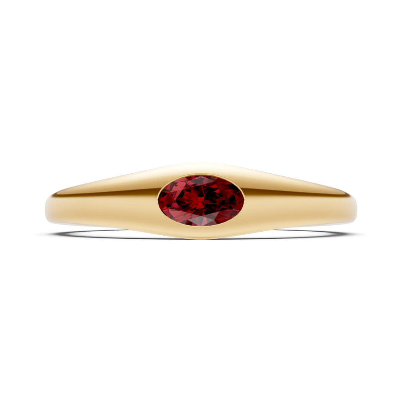 Flush-Set Oval Gemstone Mini Signet Ring