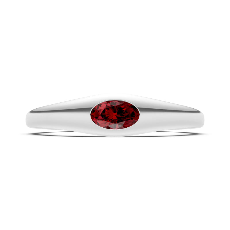 Flush-Set Oval Gemstone Mini Signet Ring