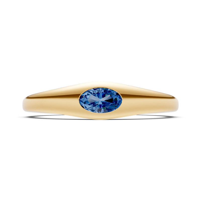 Flush-Set Oval Gemstone Mini Signet Ring