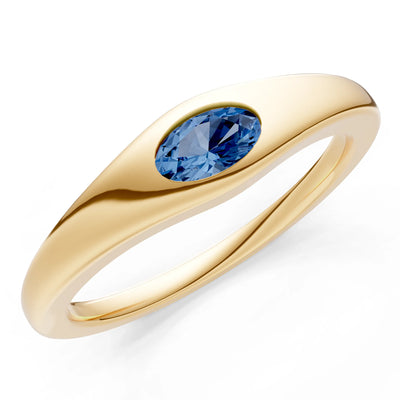 Flush-Set Oval Gemstone Mini Signet Ring
