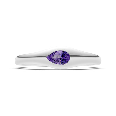 Pear Gemstone Inlaid Mini Signet Ring